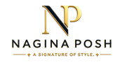 A gold and black logo featuring the letters 'NP' above the text 'NAGINA POSH' and the tagline 'A SIGNATURE OF STYLE.' on a plain white background.