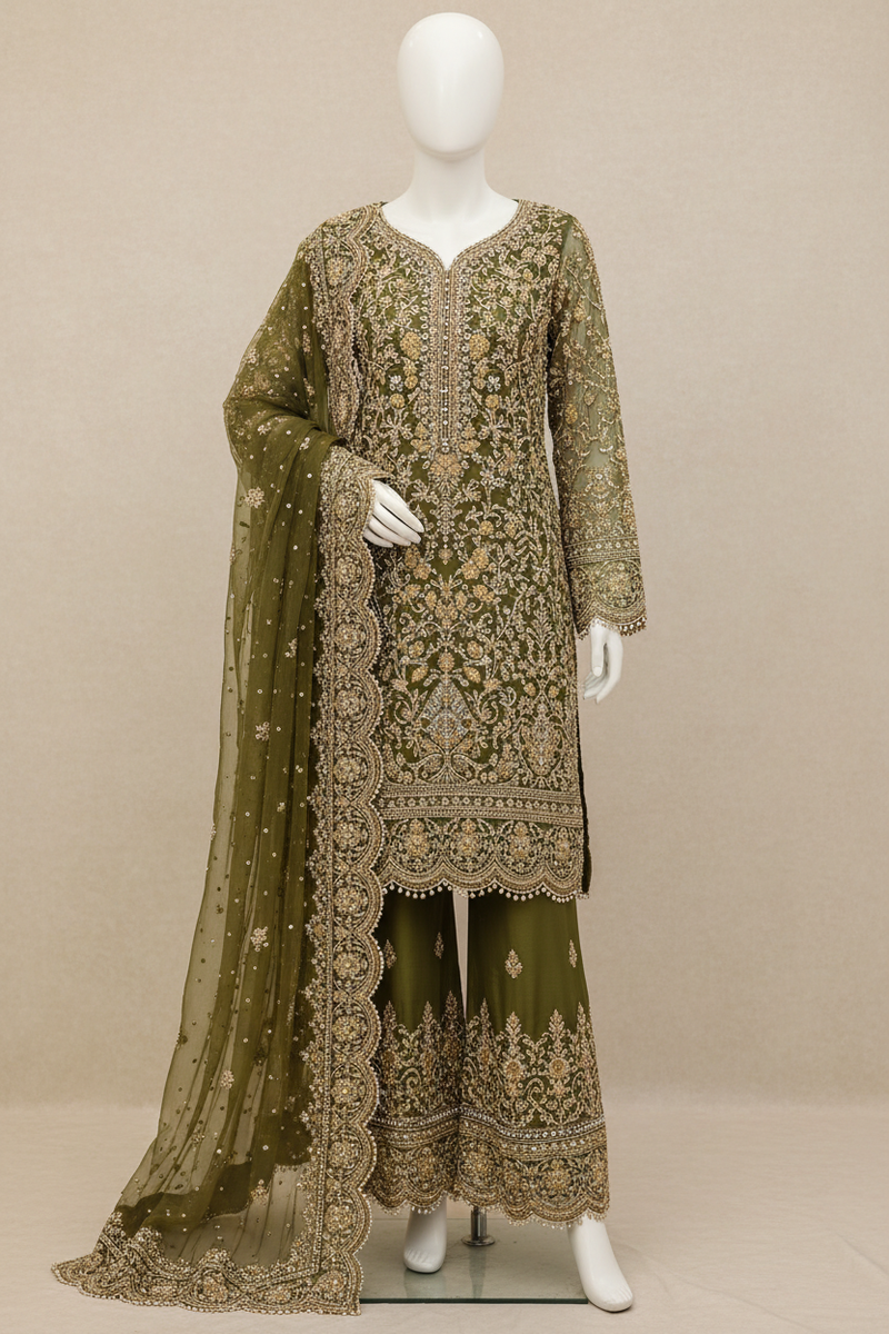 Fancy Wedding Wear - Olive Green